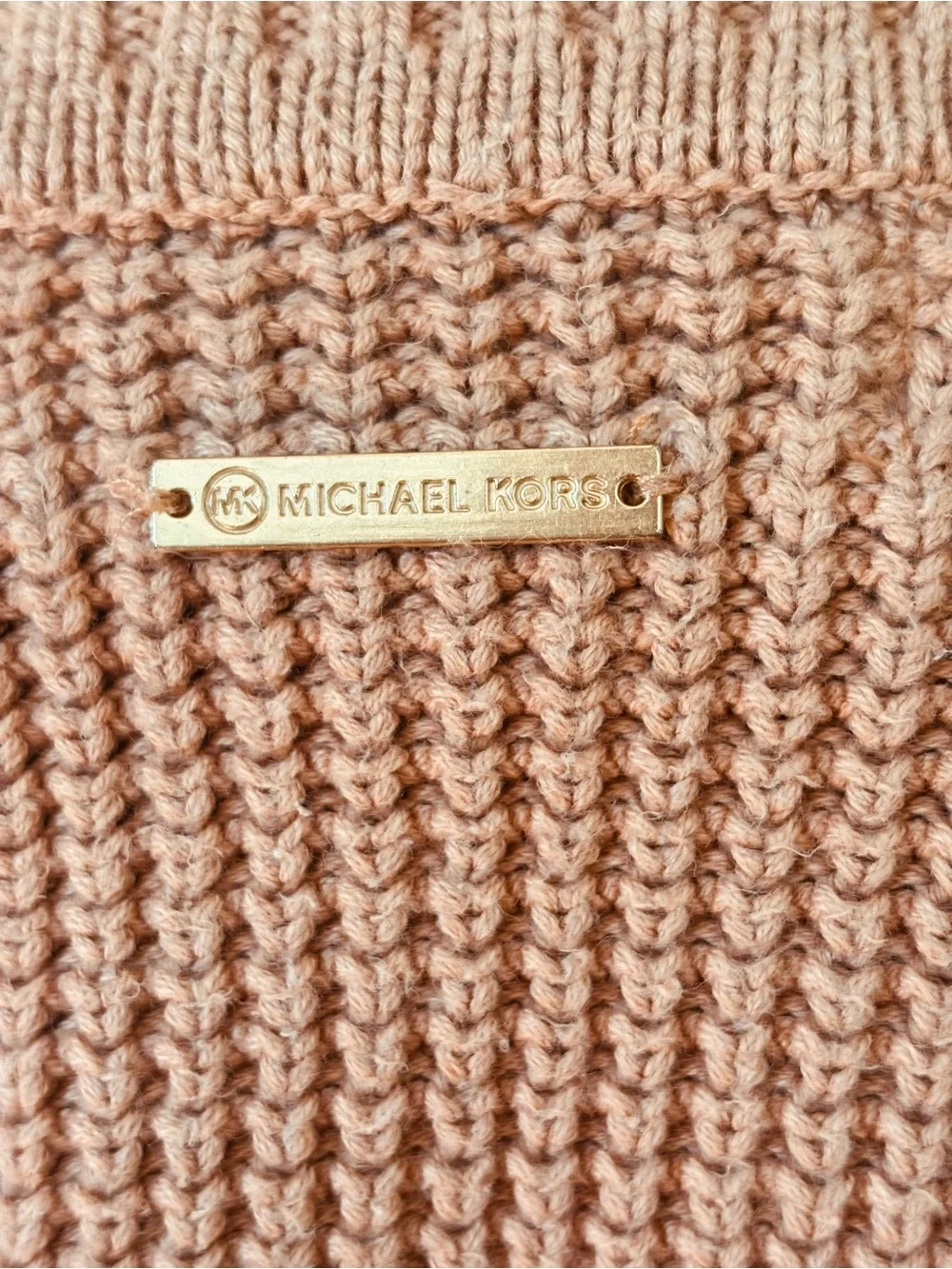 Michael Kors Chunky Ribbed Cowl Neck Sweater - Dusty Tan